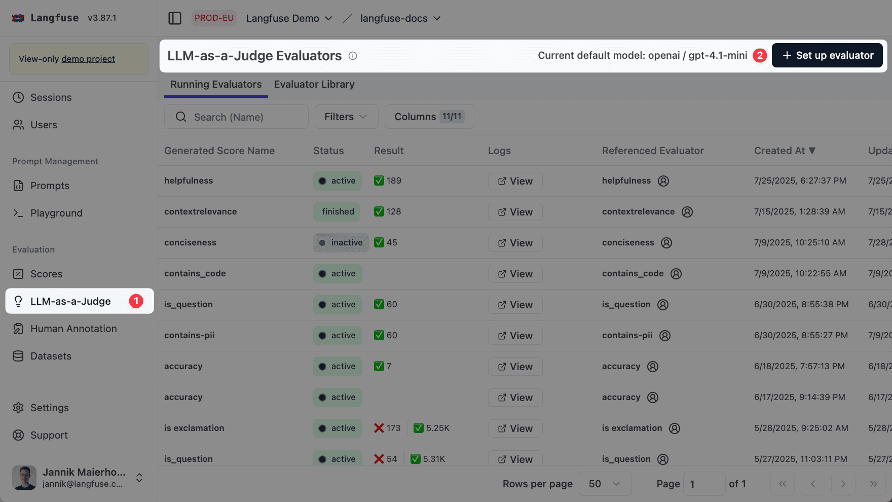 Evaluator create